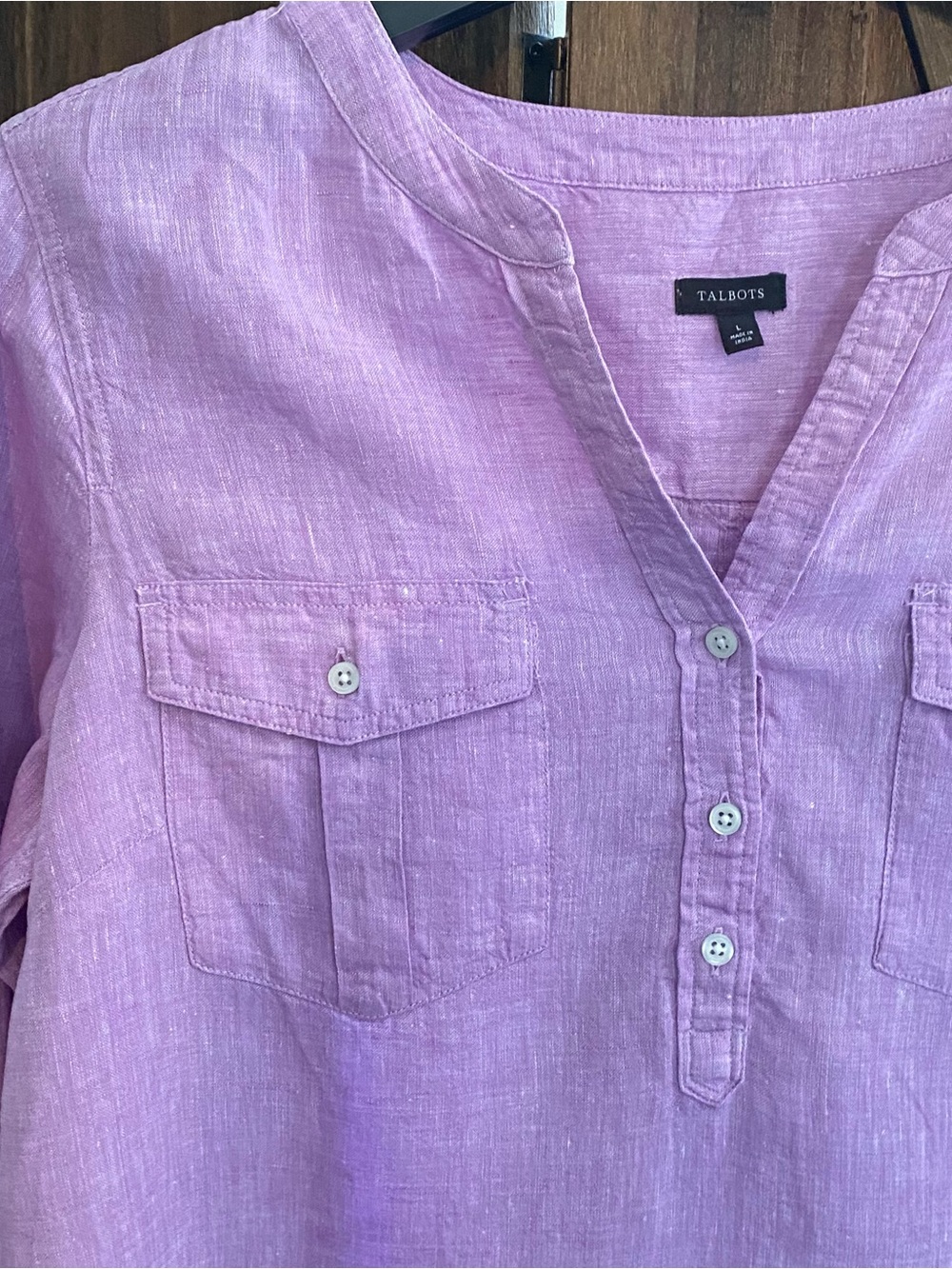 Talbots Lavender Linen Tunic Top - Picture 3 of 8